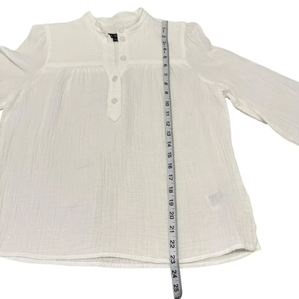 J. Crew Women's White Fresco Soft Gauze Long Sleeve Size S - Picture 10 of 11